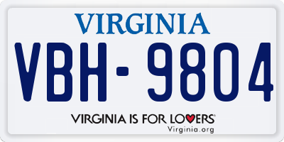 VA license plate VBH9804