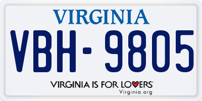 VA license plate VBH9805