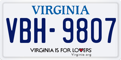 VA license plate VBH9807