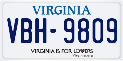 VA license plate VBH9809