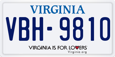 VA license plate VBH9810