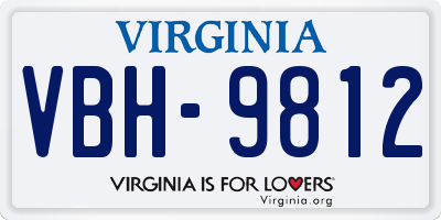 VA license plate VBH9812