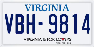 VA license plate VBH9814