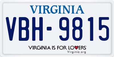 VA license plate VBH9815