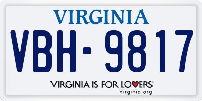 VA license plate VBH9817