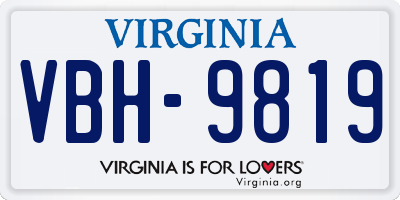 VA license plate VBH9819