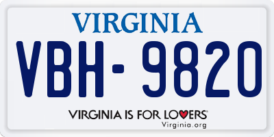 VA license plate VBH9820