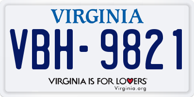 VA license plate VBH9821