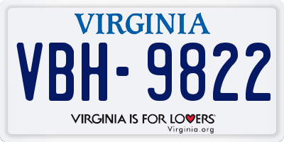 VA license plate VBH9822