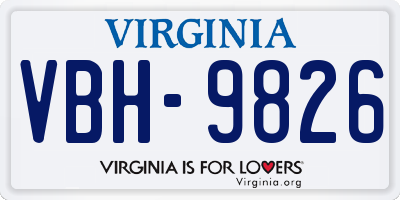 VA license plate VBH9826