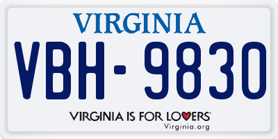 VA license plate VBH9830