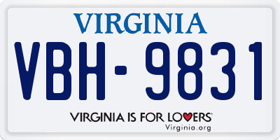 VA license plate VBH9831