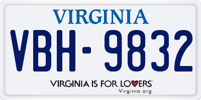 VA license plate VBH9832