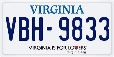 VA license plate VBH9833