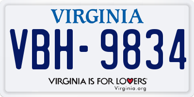 VA license plate VBH9834