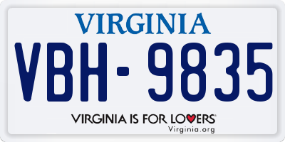 VA license plate VBH9835