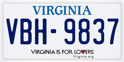 VA license plate VBH9837