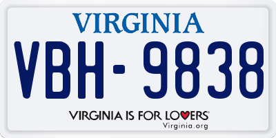 VA license plate VBH9838