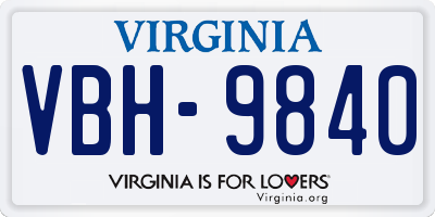 VA license plate VBH9840