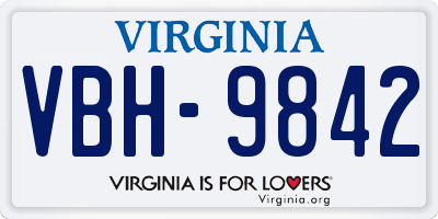 VA license plate VBH9842
