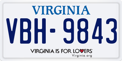 VA license plate VBH9843