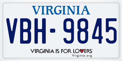 VA license plate VBH9845