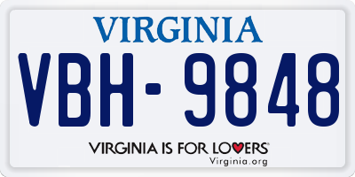 VA license plate VBH9848