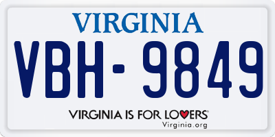 VA license plate VBH9849