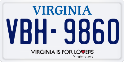 VA license plate VBH9860