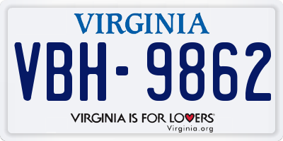 VA license plate VBH9862