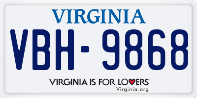 VA license plate VBH9868