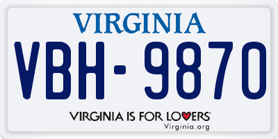 VA license plate VBH9870