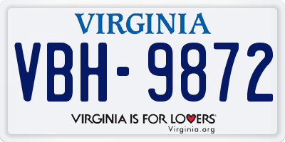 VA license plate VBH9872