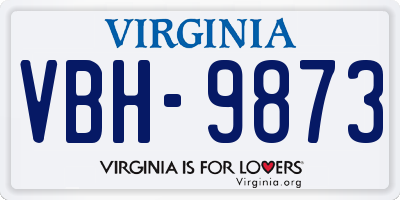 VA license plate VBH9873