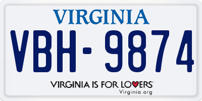 VA license plate VBH9874