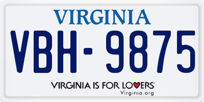 VA license plate VBH9875