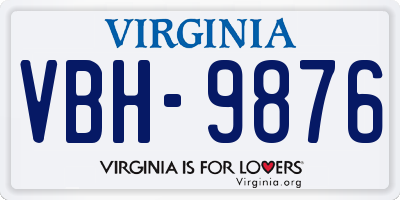 VA license plate VBH9876