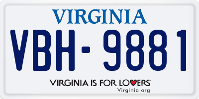 VA license plate VBH9881