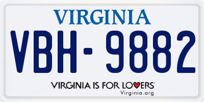 VA license plate VBH9882