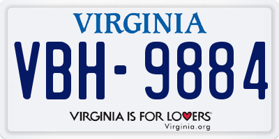 VA license plate VBH9884