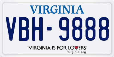 VA license plate VBH9888