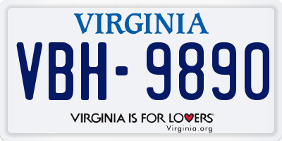 VA license plate VBH9890