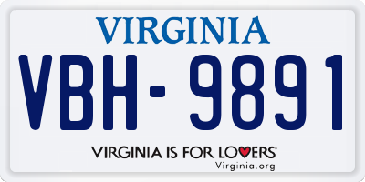 VA license plate VBH9891