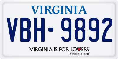 VA license plate VBH9892