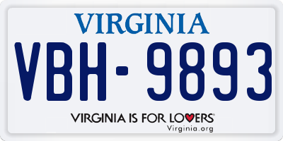 VA license plate VBH9893