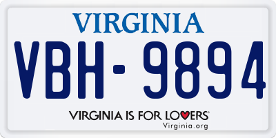 VA license plate VBH9894