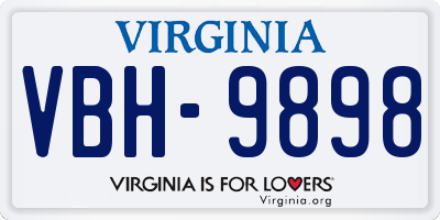 VA license plate VBH9898