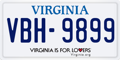 VA license plate VBH9899