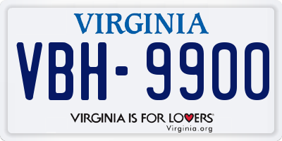 VA license plate VBH9900