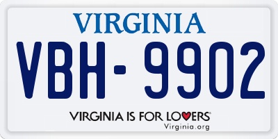 VA license plate VBH9902